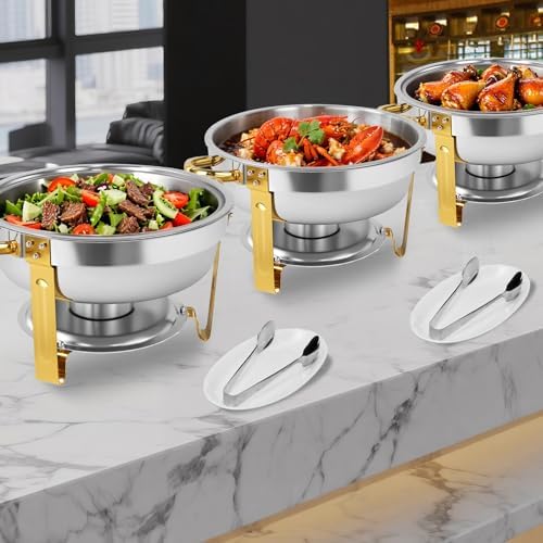 6QT Chafing Dishes for Buffet 4 Pack with Glass Lid, alternate view 2