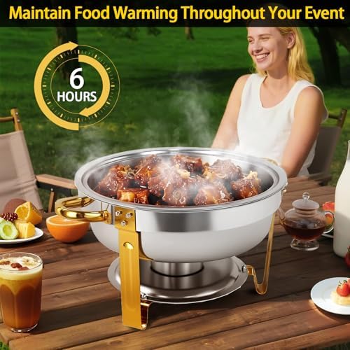 6QT Chafing Dishes for Buffet 4 Pack with Glass Lid, alternate view 4