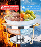 6QT Chafing Dishes for Buffet, 6 Pack 6QT Round Stainless Steel Chafing Dish Set for Home Parties, Christmas, alternate view