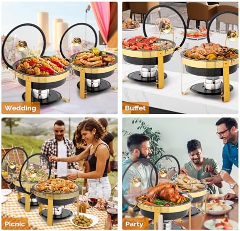 6QT Chafing Dishes for Buffet 8 Pack, [Game Changer Maifanite-Coated] Chafing Dish Buffet Set, [Unique Black &, alternate