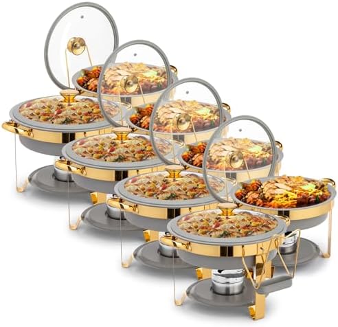 6QT Chafing Dishes for Buffet 8 Pack, [Game Changer Maifanite-Coated] Chafing Dish Buffet Set, [Unique Gray &