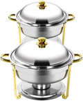 6QT Chafing Dishes for Buffet Warming Trays Food Warmers 2 Set in Silver & Golden
