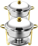 6QT Chafing Dishes for Buffet Warming Trays Food Warmers 2 Set in Silver & Golden