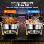 6QT Chafing Dishes for Buffet Warming Trays Food Warmers 2 Set in Silver & Golden, alternate view 5