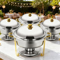6QT Chafing Dishes for Buffet Warming Trays Food Warmers 4 Set in Silver & Golden