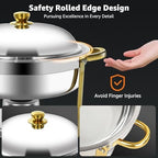 6QT Chafing Dishes for Buffet Warming Trays Food Warmers 4 Set in Silver & Golden, alternate view 6