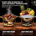 6QT Gold Chafing Dishes for Buffet, Round Chafing Dish Buffet Set of 4 Pack in Gold, alternate view 4