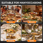 6QT Gold Chafing Dishes for Buffet, Round Chafing Dish Buffet Set of 4 Pack in Gold, alternate view 6