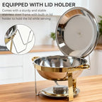6QT Gold Chafing Dishes for Buffet, Round Chafing Dish Buffet Set of 4 Pack in Gold, alternate view 7