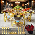 6QT Gold Chafing Dishes for Buffet with Glass Lid, 4Pack Round Chafing Dish