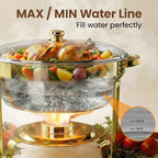 6QT Gold Chafing Dishes for Buffet with Glass Lid, 4Pack Round Chafing Dish, alternate view 5