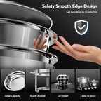 6QT Round Chafing Dish Set of 4, Stainless Steel Buffet in Silver, alternate view 4