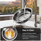 6QT Round Chafing Dish Set of 4, Stainless Steel Buffet in Silver, alternate view 5