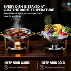 6QT Round Chafing Dishes for Buffet -4 Pack Food Warmers for Parties in Silver, alternate view 4