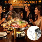 6QT Round Chafing Dishes for Buffet 4 Pack with Glass Lid, Gold & Silver in Gold & Silver + Glass Lid, alternate view 5