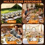 6QT Round Chafing Dishes for Buffet 4 Pack with Glass Lid, Gold & Silver in Gold & Silver + Glass Lid, alternate view 7