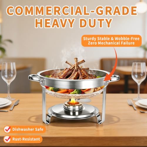 6QT Round Chafing Dishes for Buffet, Small Food Warmer for Parties Buffet in Silver, alternate view 5