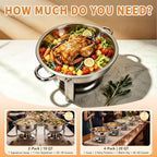 6QT Round Chafing Dishes for Buffet, Small Food Warmer for Parties Buffet in Silver, alternate view 7