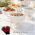 6QT Round Chafing Dishes for Buffet: White Chafing Dish Set, 4 Pack in White