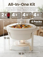 6QT Round Chafing Dishes for Buffet: White Chafing Dish Set, 4 Pack in White, alternate view 2