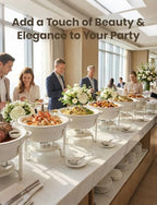 6QT Round Chafing Dishes for Buffet: White Chafing Dish Set, 4 Pack in White, alternate view 4