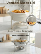 6QT Round Chafing Dishes for Buffet: White Chafing Dish Set, 4 Pack in White, alternate view 5