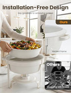 6QT Round Chafing Dishes for Buffet: White Chafing Dish Set, 4 Pack in White, alternate view 6