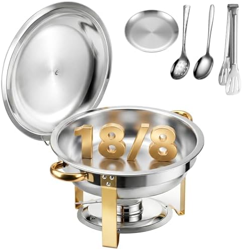 6QT Stainless Steel Chafing Dish Buffet Warmers with Lid & Holders