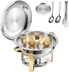 6QT Stainless Steel Chafing Dish Buffet Warmers with Lid & Holders