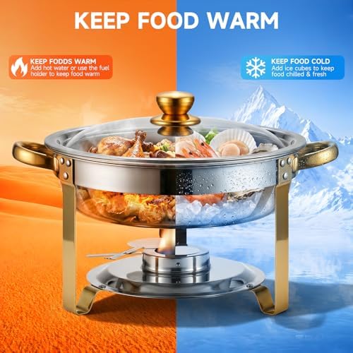 6QT Stainless Steel Chafing Dish Buffet Warmers with Lid & Holders, alternate view 3