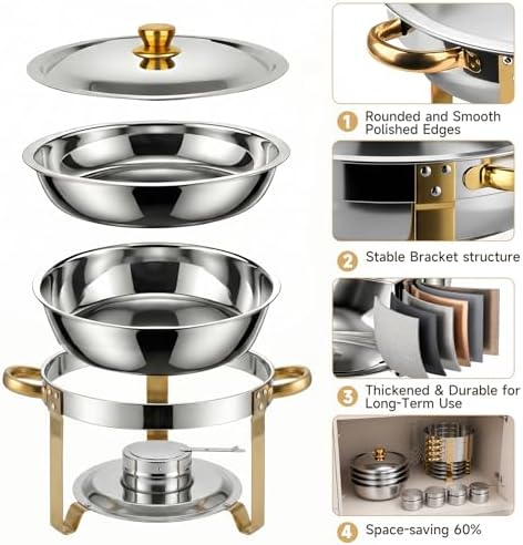 6QT Stainless Steel Chafing Dish Buffet Warmers with Lid & Holders, alternate view 4