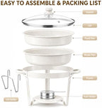 6QT White Chafing Dishes for Buffet, 2-Pack Round Chafers Sets, alternate view 6