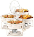 6QT White Chafing Dishes for Buffet 4 Pack,[Game Changer Maifanite-Coated] Chafing Dish Buffet Set, Chafers and