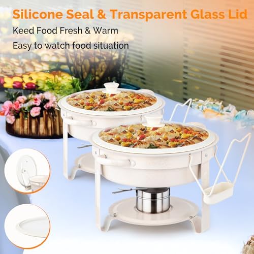 6QT White Chafing Dishes for Buffet 4 Pack,[Game Changer Maifanite-Coated] Chafing Dish Buffet Set, Chafers and, alternate