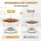 6QT White Chafing Dishes for Buffet, 4-Pack Round Chafers Sets, alternate view 2