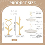 6Set 2-Tier Gold Leaf Metal Cake Stand Hardware for Dessert Display in As shown in the picture, alternate view 3