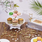 6Set 2-Tier Gold Leaf Metal Cake Stand Hardware for Dessert Display in As shown in the picture, alternate view 5