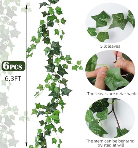 6Strand Artificial Ivy Greenery Garland Silk Fake Vines Plant 6.3Ft, alternate view 4