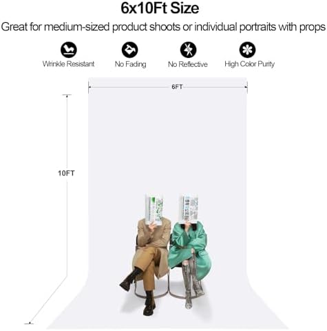 6X10 Ft White Backdrop for Photography, White Screen Cloth for Product Portrait Streaming Photoshoots Studio, alternate view
