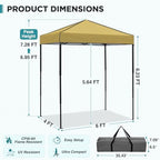 6x4 Instant Pop Up Canopy Tent, Beige in Beige, alternate view 3