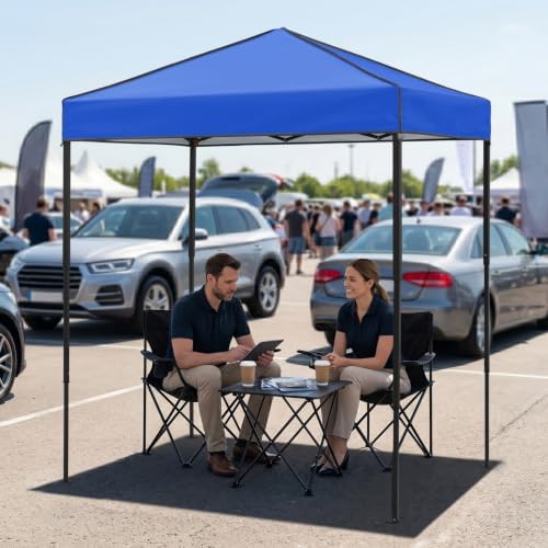 6x4 Instant Pop Up Canopy Tent, Blue in Blue, alternate view 2