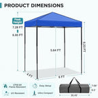 6x4 Instant Pop Up Canopy Tent, Blue in Blue, alternate view 3