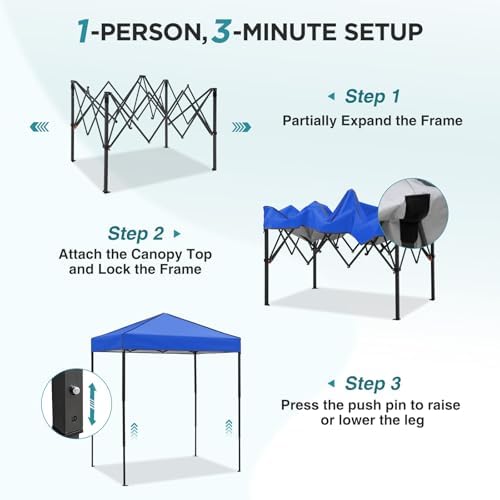 6x4 Instant Pop Up Canopy Tent, Blue in Blue, alternate view 4