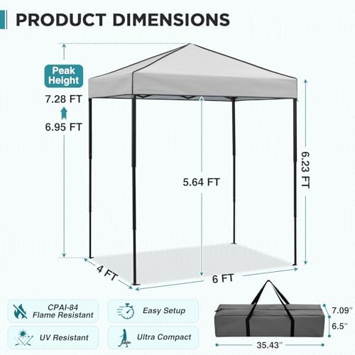6x4 Instant Pop Up Canopy Tent, Gray in Gray, alternate view 3
