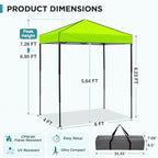6x4 Instant Pop Up Canopy Tent, Neon Green, alternate view 3