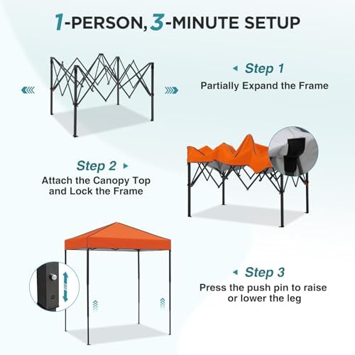 6x4 Instant Pop Up Canopy Tent, Orange, alternate view 4