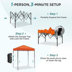 6x4 Instant Pop Up Canopy Tent, Orange, alternate view 4