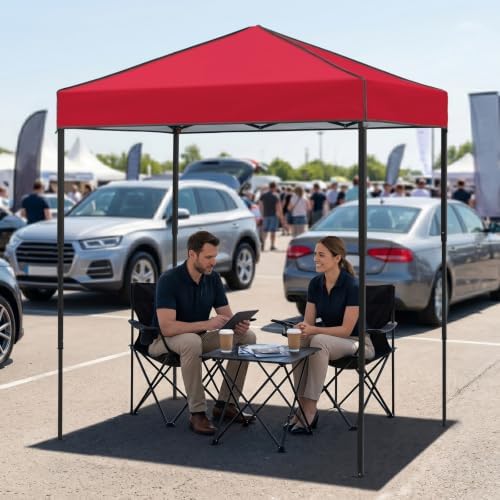 6x4 Instant Pop Up Canopy Tent, Red in Red, alternate view 2