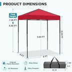 6x4 Instant Pop Up Canopy Tent, Red in Red, alternate view 3