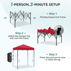 6x4 Instant Pop Up Canopy Tent, Red in Red, alternate view 4